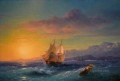 イワン・コンスタンティノヴィッチ・アイヴァゾフスキー カップ・マルティン沖の日没時の船